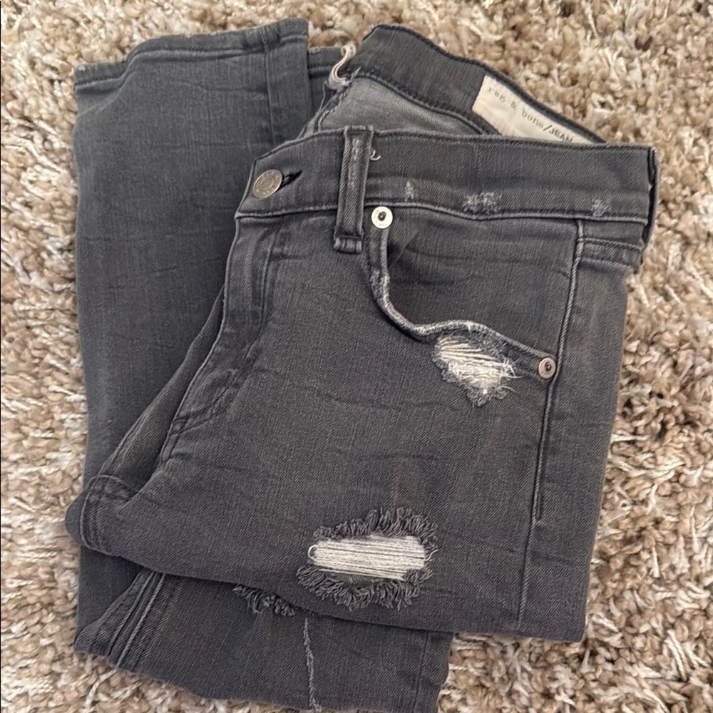 Rag & Bone Women's Distressed Gray Skinny Jean Size 27 Designer 27x29